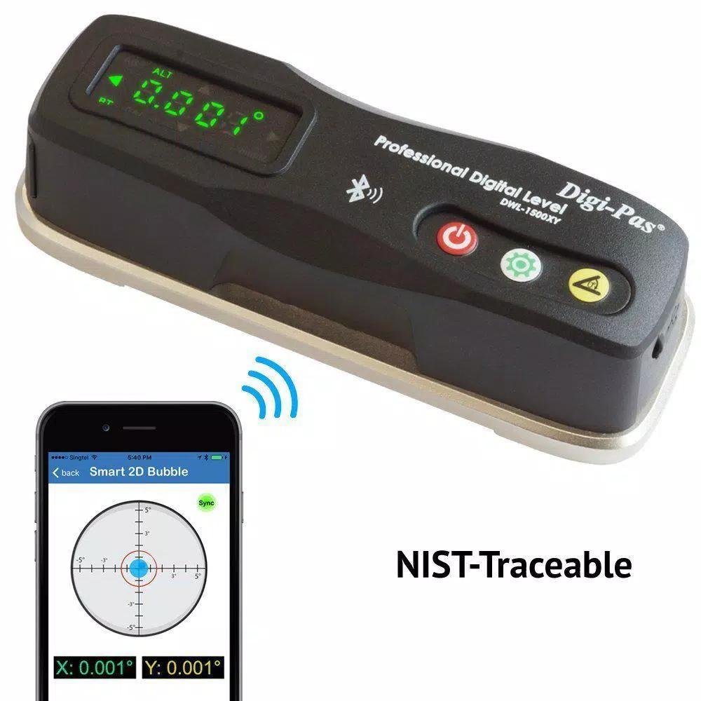 Digi-Pas DWL1500XY 6 in. 2-Axis Smart Master Precision Digital Level & Bluetooth Inclinometer