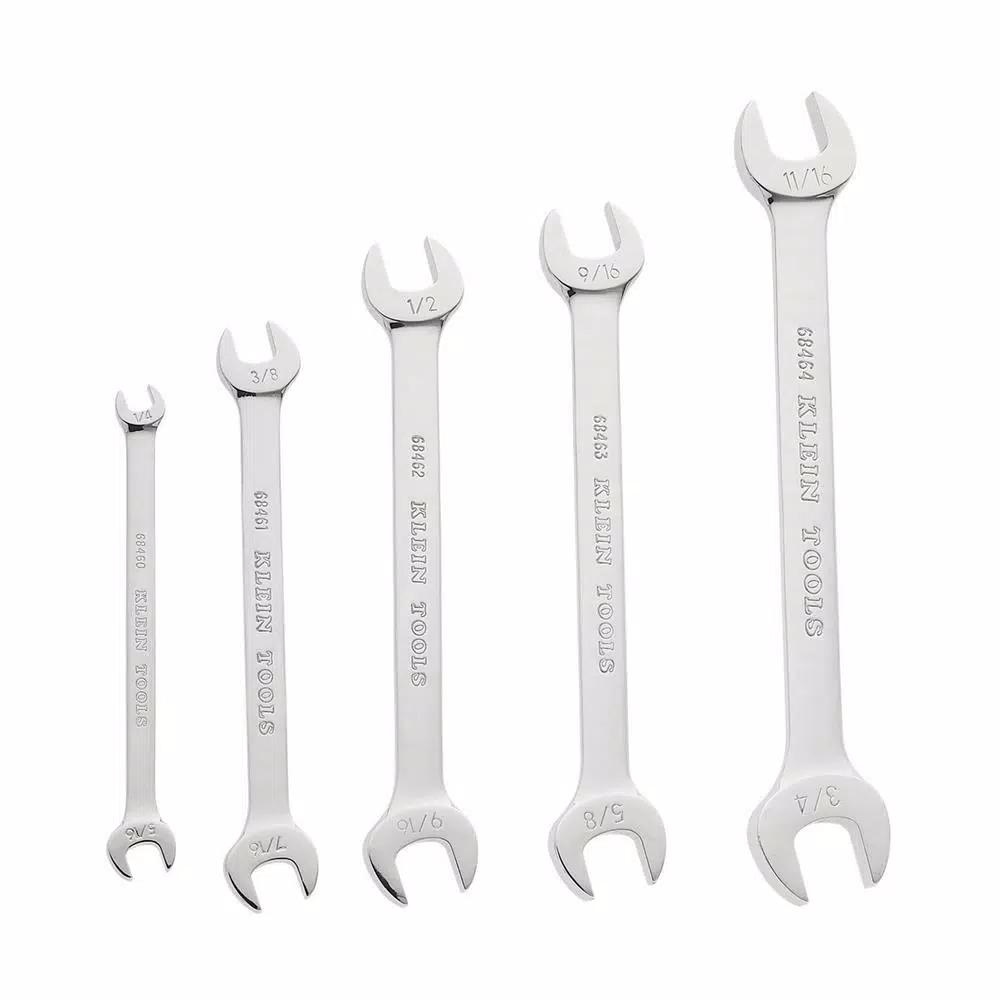 Klein Tools 5-Piece Open-End Wrench Set, Alloy Steel, Chrome-Plated