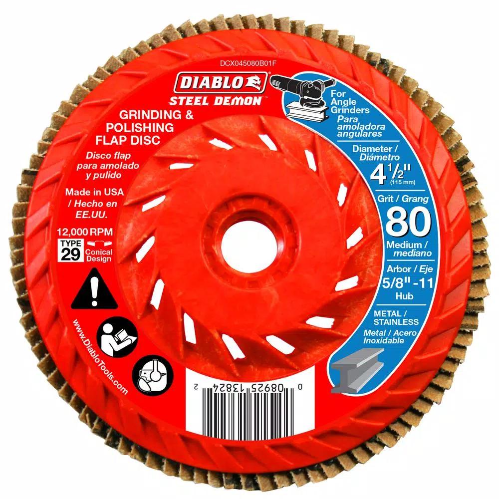 Diablo Steel Demon 4-1/2 in. 80-Grit Grinding and Polishing Flap Disc with Speed Hub
