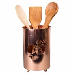 Creative Home Copper Plated Metal Utensil Holder with Laser Cut Lemon Motif Kitchen Tool Crock thumbnail 4