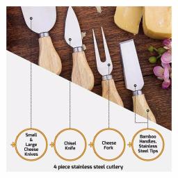 Bambusi Bambsi Bamboo Cheese Board and Cutlery Set with Slide Out Drawer and 4 Utensils thumbnail 5