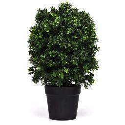 Costway 24 in. Artificial Boxwood Topiary Ball Tree Set of 2 - Indoor/Outdoor Faux Greenery thumbnail 1