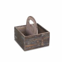 Cheungs Brown Wooden Square Caddy Decorative Tray with Raised Handle thumbnail 3