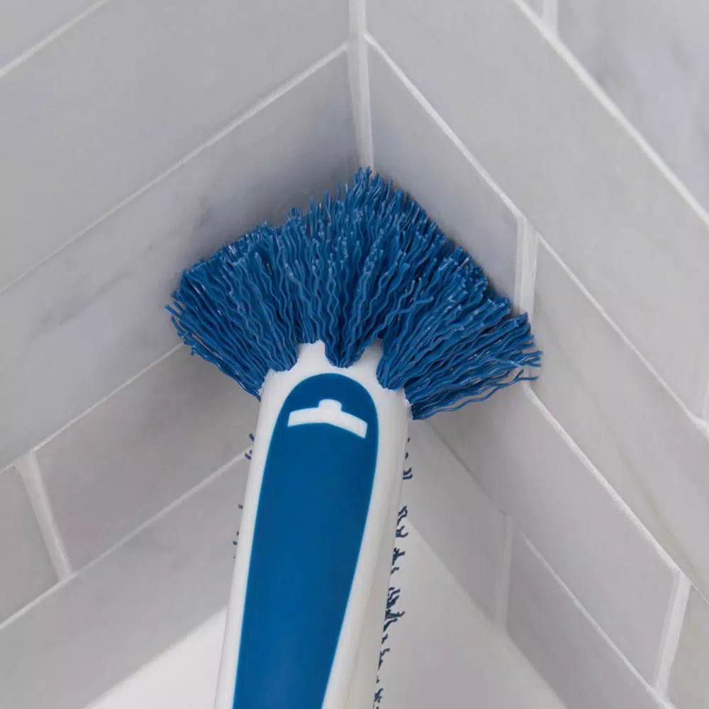 Unger 2-in-1 Tile and Grout Scrubber with V-Shaped Bristles and Corner Cleaning Head