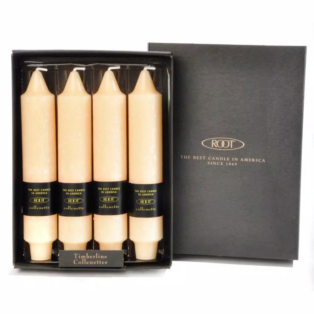 ROOT CANDLES A.I. Root 7 in. Timberline Collenette Buttercream Taper Dinner Candles, Box of 4