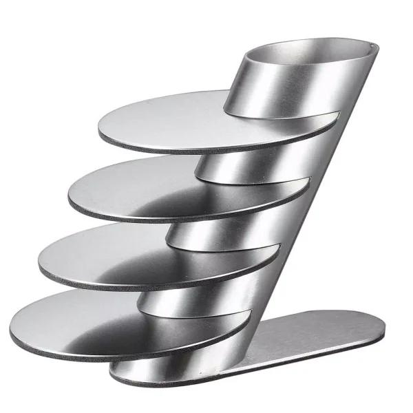 Visol Remy 4 in. Stainless Steel Round Coasters with Angled Holder, 4-Pack