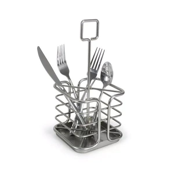 Spectrum Euro Kitchen Flatware & Silverware Organizer Caddy with Handle, Satin Nickel