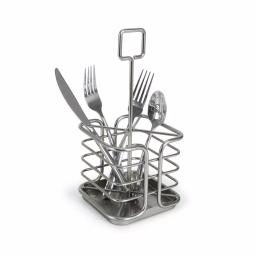 Spectrum Euro Kitchen Flatware & Silverware Organizer Caddy with Handle, Satin Nickel thumbnail 1