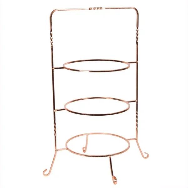 Creative Home 3-Tier Copper Plated Iron Cake & Tiered Stand, Handcrafted Serving Rack for Desserts and Fruit