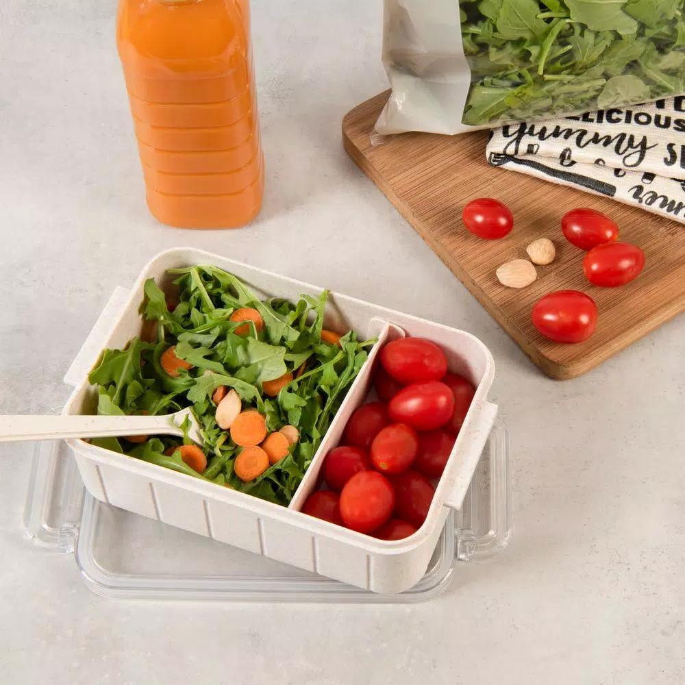 Kitchen Details Simplify Eco-Friendly Natural Plant Fiber Lunch Box Set, 2 Pack, Beige