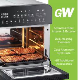 GoWISE USA GoWISE 1700W Ultimate Air Fryer Oven Grill with Dual Heating, Rotisserie & Dehydrator, 14.7 qt, Stainless Steel thumbnail 3