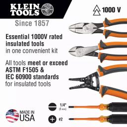 Klein Tools 1000V Insulated Electrical Tool Kit, 5-Piece Professional Set thumbnail 2