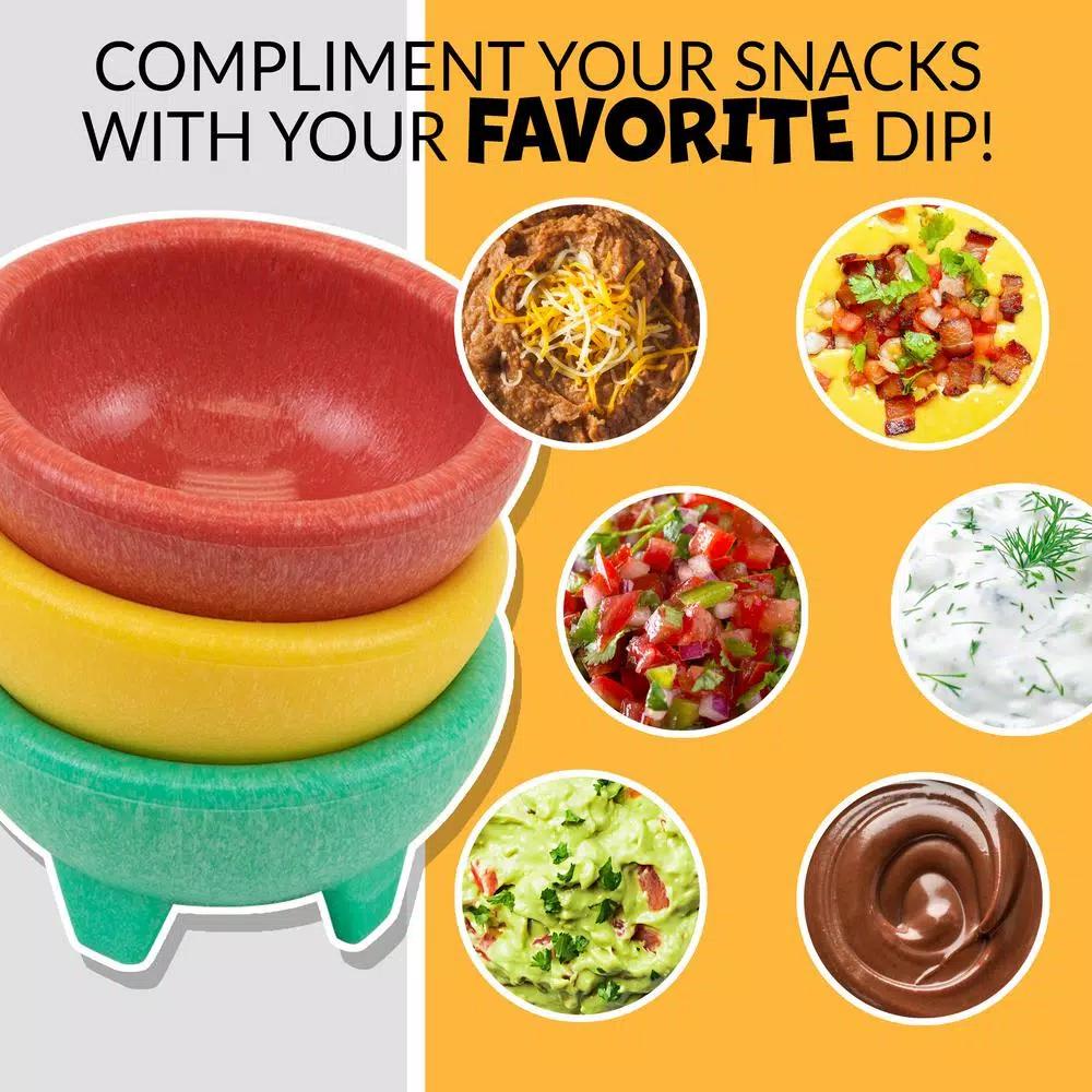 Taco Tuesday 3-Piece Plastic Salsa Bowl Set - 8 fl. oz. Assorted Colors