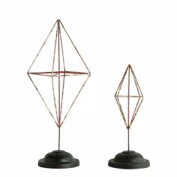 3R Studios Diamond Shaped Metal Figurine Set of 2, Distressed Red Geometric Sculptures thumbnail 1