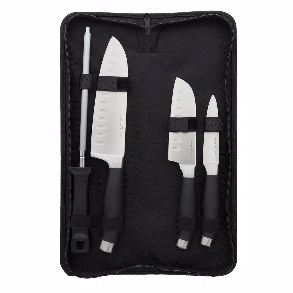 Trademark Classic Cuisine 5-Piece Stainless Steel Knife Set with Nylon Carry Bag