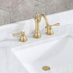 Water Creation 8 in. Widespread High Arc Lavatory Faucet, Satin Brass thumbnail 2