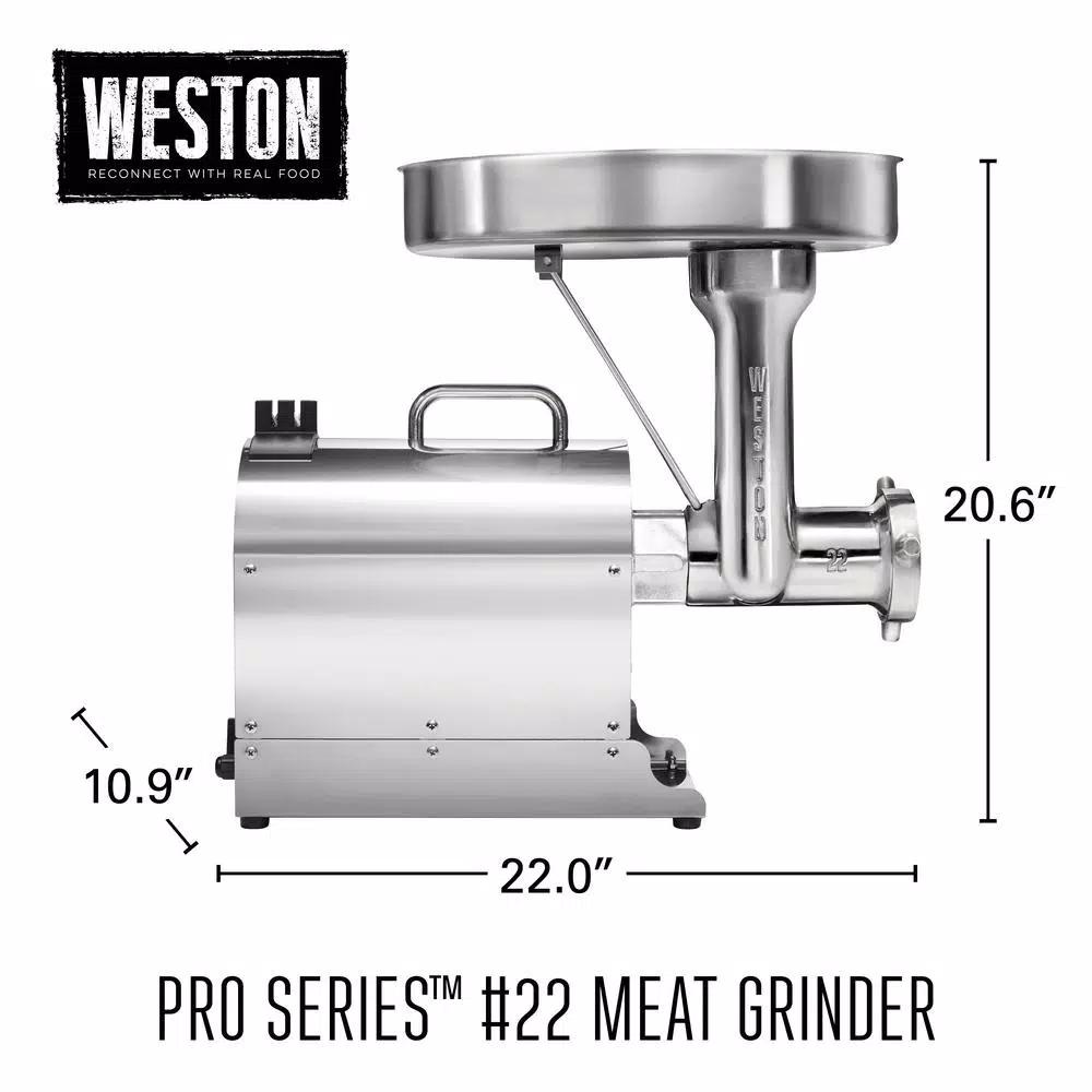 Weston Pro Series #22 1.5 HP Stainless Steel Electric Meat Grinder & Sausage Stuffer