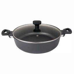 MasterPan Modern Series 5 qt. Cast Aluminum Nonstick Saute Pan with Glass Lid, Black thumbnail 1