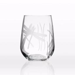 Rolf Glass Dragonfly 17 oz. Etched Stemless Wine Glass Set of 4, Clear Glassware thumbnail 4