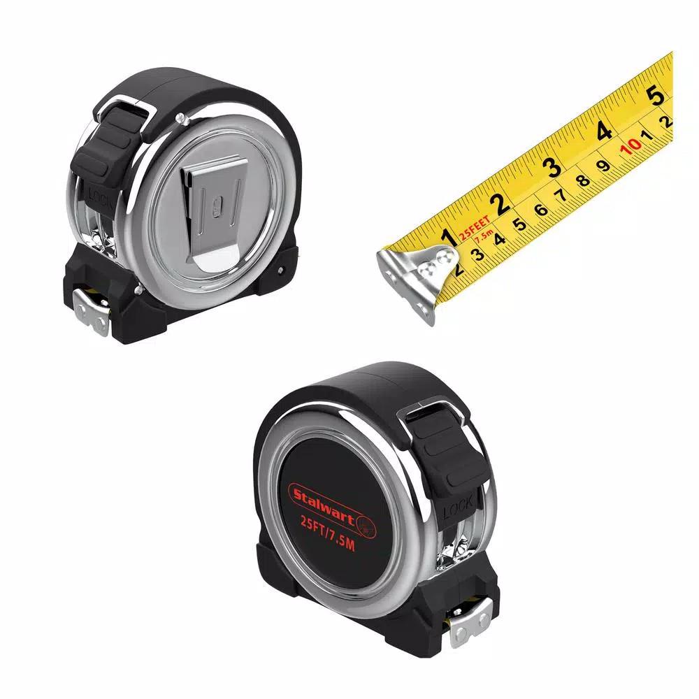 Stalwart 25 ft. Retractable Tape Measure, 4-Pack