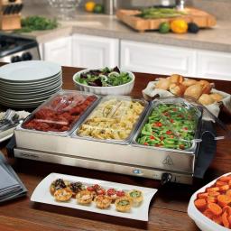 Proctor Silex 6.6 Qt. Stainless Steel Buffet Server and Warming Tray with 3 Removable Pans thumbnail 6
