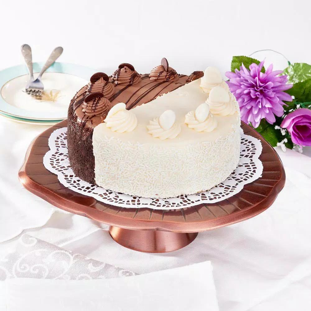 Old Dutch Antique Copper Lily Pad Cake Stand, 12.5 in. Aluminum Dessert Server