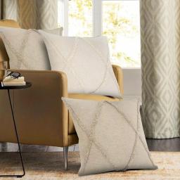 LR Resources Taupe Solid Hypoallergenic Cotton Throw Pillow with Polyester Insert, 20 x 20 in. thumbnail 10