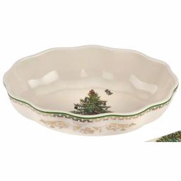 Spode Christmas Tree 8 in. Cranberry Dish with Slotted Server 2-Piece Set thumbnail 1