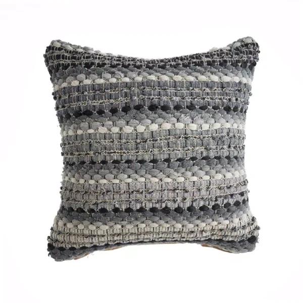 LR Resources Nia Black and Grey Striped Hypoallergenic Throw Pillow, 18 x 18 in.