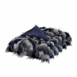 Unbranded Caron Navy Reversible Faux Fur and Micromink Throw Blanket, 50 in. x 60 in. thumbnail 4