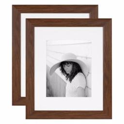 Kate and Laurel Edson Walnut Brown Picture Frame Set, 16 x 20 in. with 11 x 14 in. Mat (Set of 2) thumbnail 1