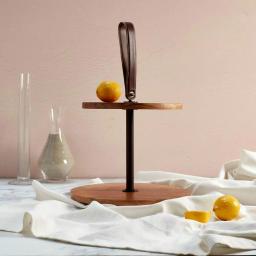 Mason Craft & More Acacia Wood 2-Tier Serving Tray with Faux Leather Handles thumbnail 3