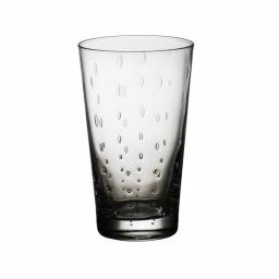 Abigails Rain Drop 12 oz. Clear Highball Glass Set of 4 - Handmade Mouth-Blown Bubble Glassware thumbnail 1