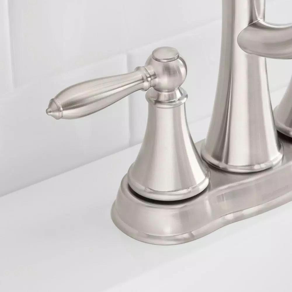 Glacier Bay Varina 4 in. Centerset 2-Handle High-Arc Bathroom Faucet, Brushed Nickel