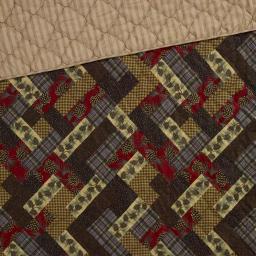 DONNA SHARP Hidden Valley Brown Microfiber Quilted Throw Blanket - Rustic Pinecone & Plaid Reversible Design thumbnail 2