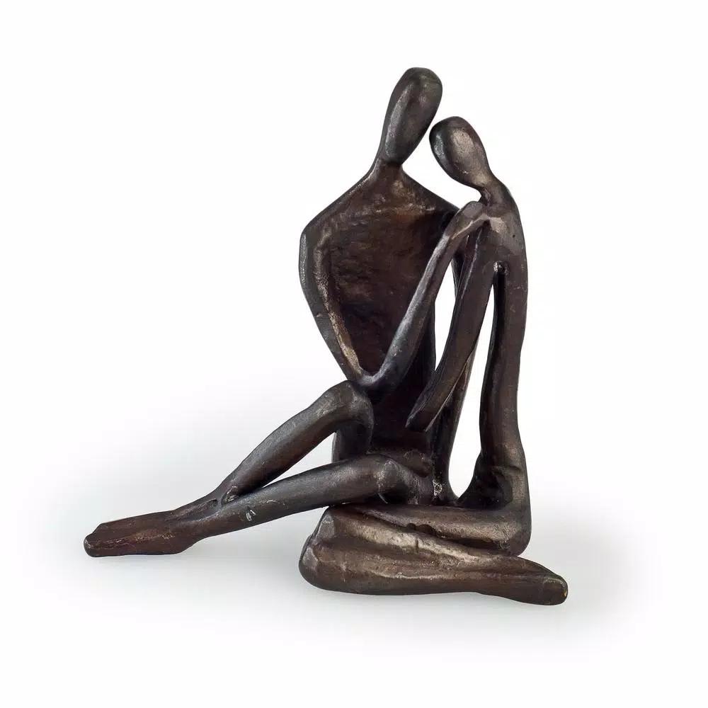 Danya B Cast Bronze Couple Embracing Sculpture - Handcrafted Sand Cast Metal Statuary