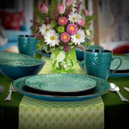 Elama 16-Piece Sea Green Stoneware Dinnerware Set, Service for 4 thumbnail 9