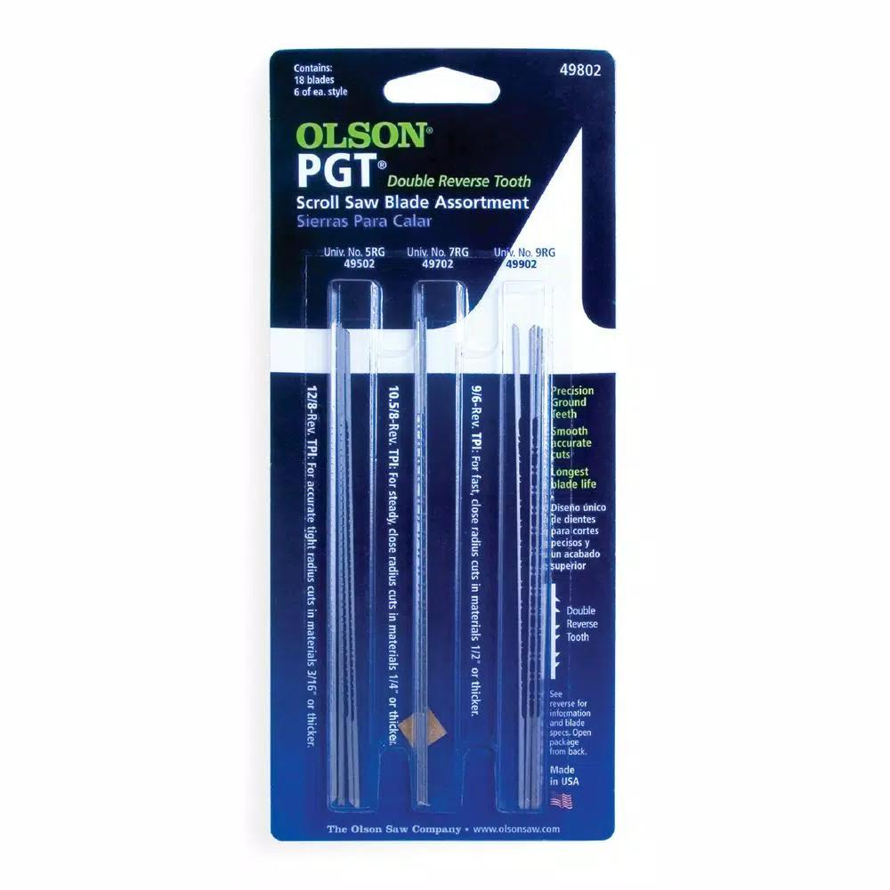 Olson Saw 5 in. Plain End Precision Ground Scroll Saw Blade Assortment, 18-Piece High Carbon Steel Set