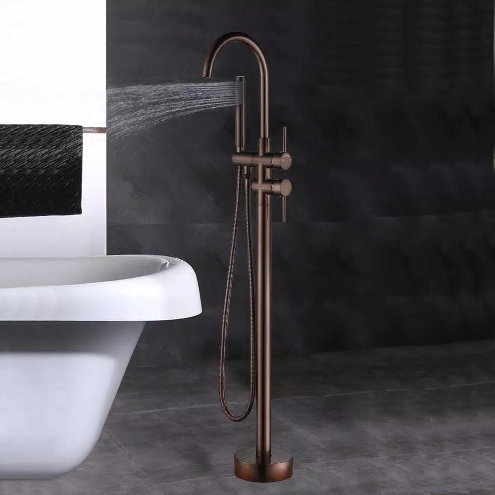 Vanity Art 46 in. Freestanding Single Handle Claw Foot Tub Faucet with Hand Shower, Oil Rubbed Bronze