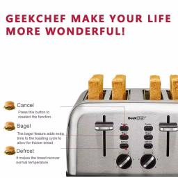 Boyel Living 1500W 4-Slice Wide Slot Toaster with Dual Independent Control Panels, Silver thumbnail 9