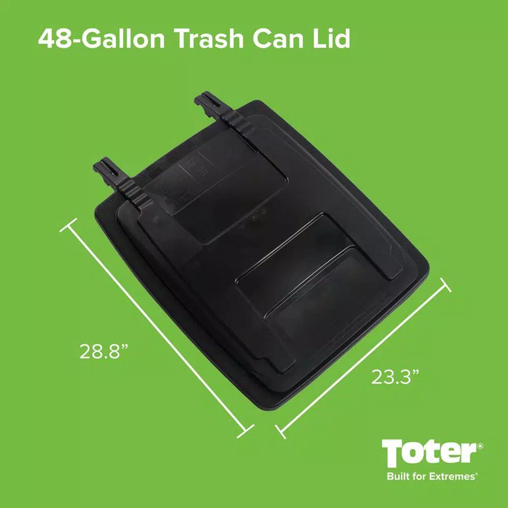 Toter Replacement Lid Kit for 48 Gallon Two Wheel Trash Can, Black