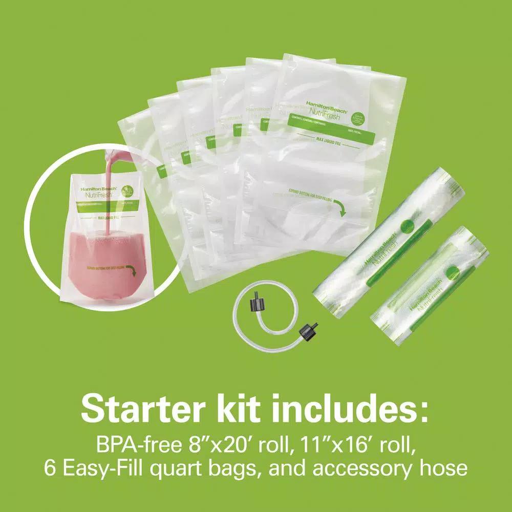 Hamilton Beach NutriFresh Vacuum Sealer with Liquid Sealing, Date Coder, and Starter Kit - Black/Silver