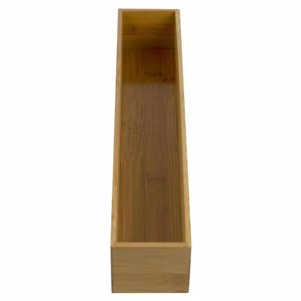 Unbranded Bamboo Drawer Organizer - 15 in. x 3 in. x 2.5 in. Rustic Wood Storage Box