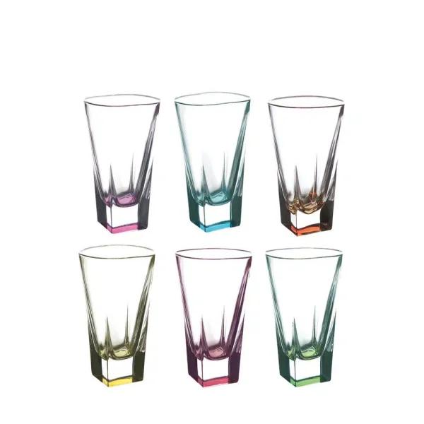 Lorren Home Trends RCR Fusion Collection Multicolor Crystal Highball Glasses, 12 oz, Set of 6