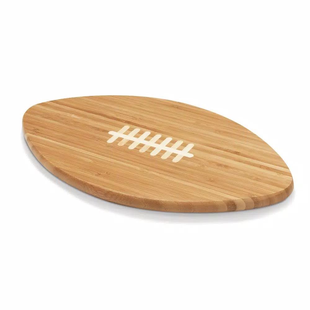 Picnic Time Touchdown 16 in. Oval Bamboo Football Cutting Board and Charcuterie Serving Tray