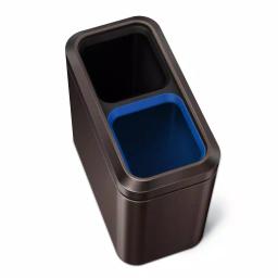 simplehuman 20L Slim Open Top Recycling Trash Can, Dark Bronze Stainless Steel thumbnail 1
