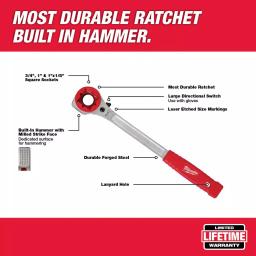 Milwaukee Lineman's High Leverage Ratcheting Wrench with Milled Strike Face thumbnail 2