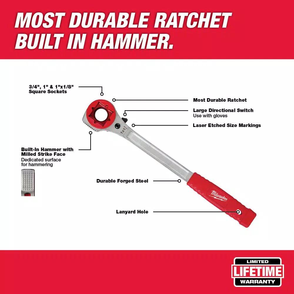 Milwaukee Lineman's High Leverage Ratcheting Wrench with Milled Strike Face