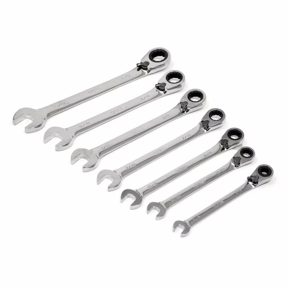 WEN 13-Piece SAE Reversible Ratcheting Combination Wrench Set with Storage Rack