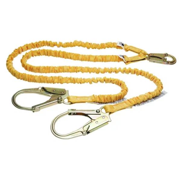 Werner SoftCoil 6 ft. Twin Leg Lanyard with Energy Absorbing Inner Core and Rebar Hooks